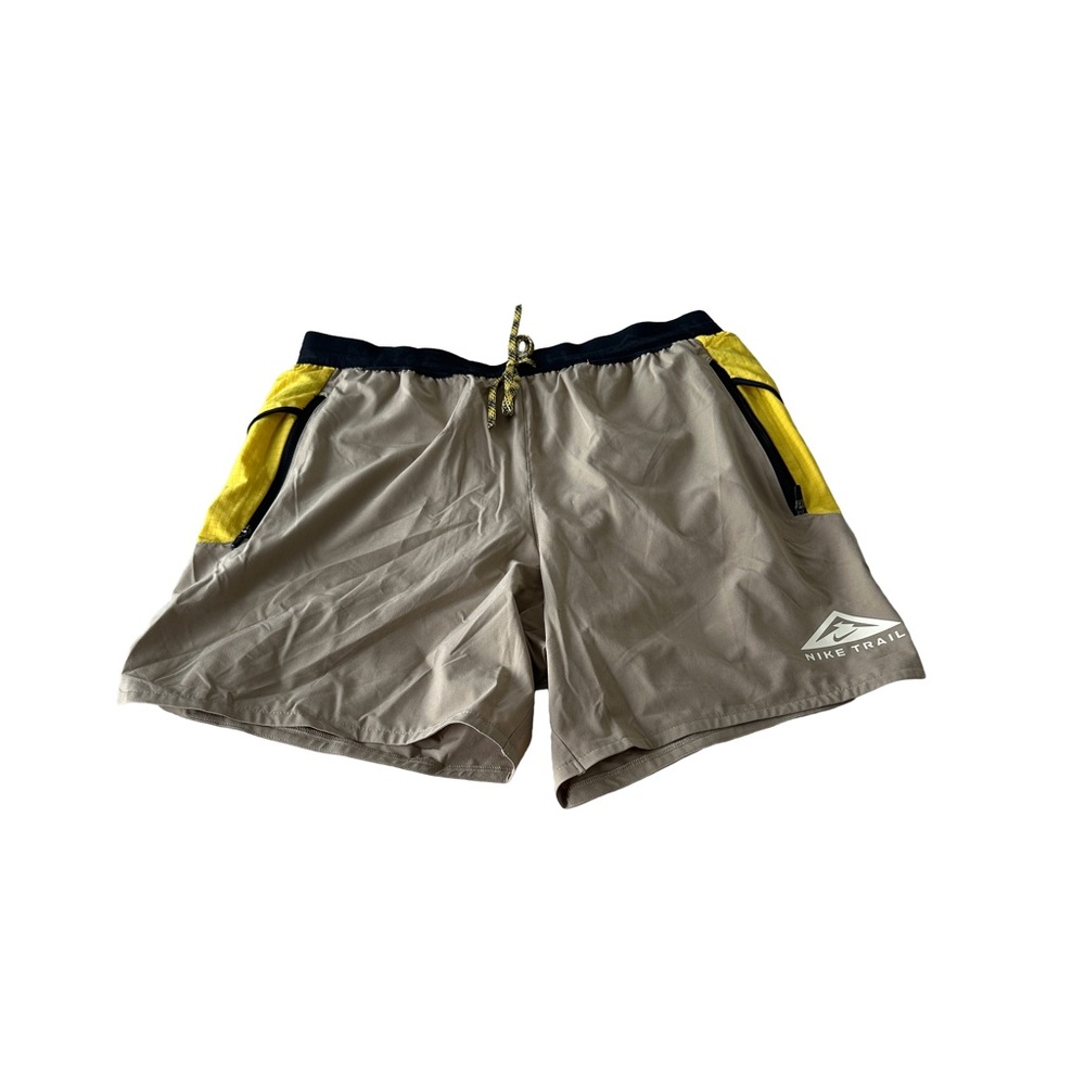 Nike Trail Run Tan and Yellow Standard Fit 7” Shorts